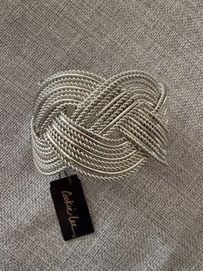 Cookie Lee Silver Tone Multi-Chain Knot Cuff Bracelet | Statement Piece NWT